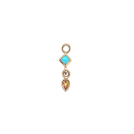 Metier 9KT Yellow Gold Turquoise and Citrine Drop Plaque