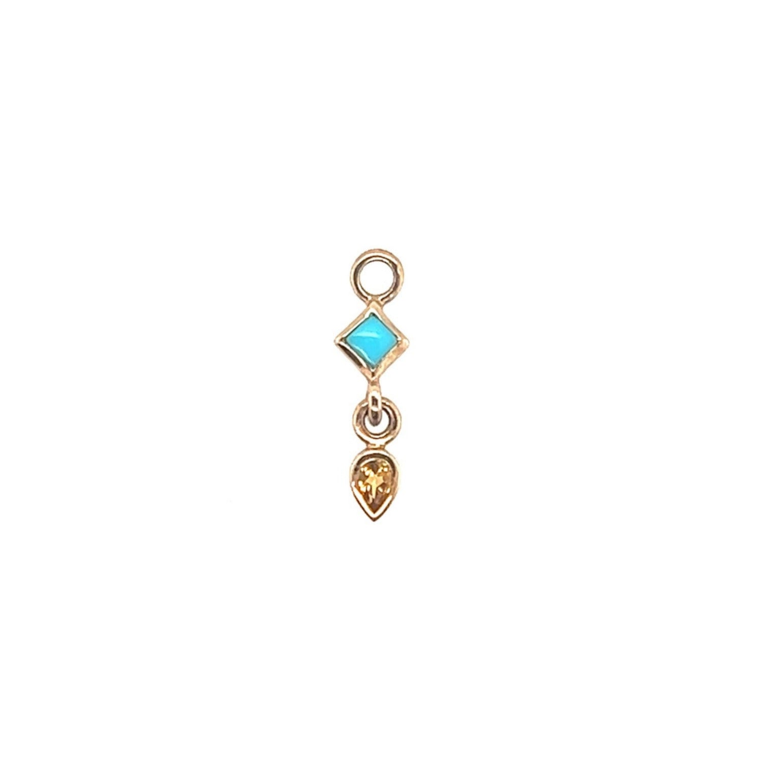 Metier 9KT Yellow Gold Turquoise and Citrine Drop Plaque