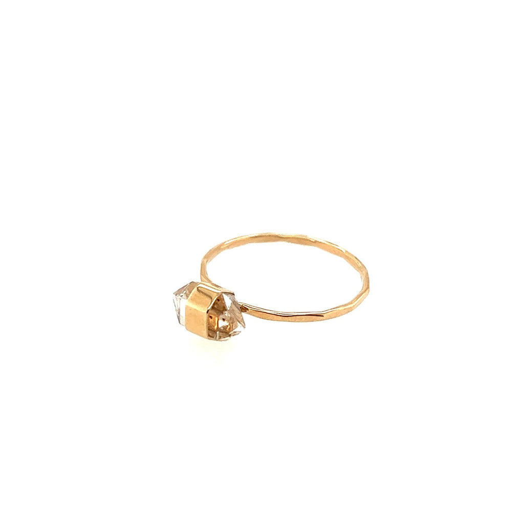 Melissa Joy Manning 14kt Yellow Gold Bezel Herkimer Ring