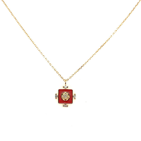 Celine Daoust 14kt Yellow Gold Red Yantra Third Eye Diamond Necklace