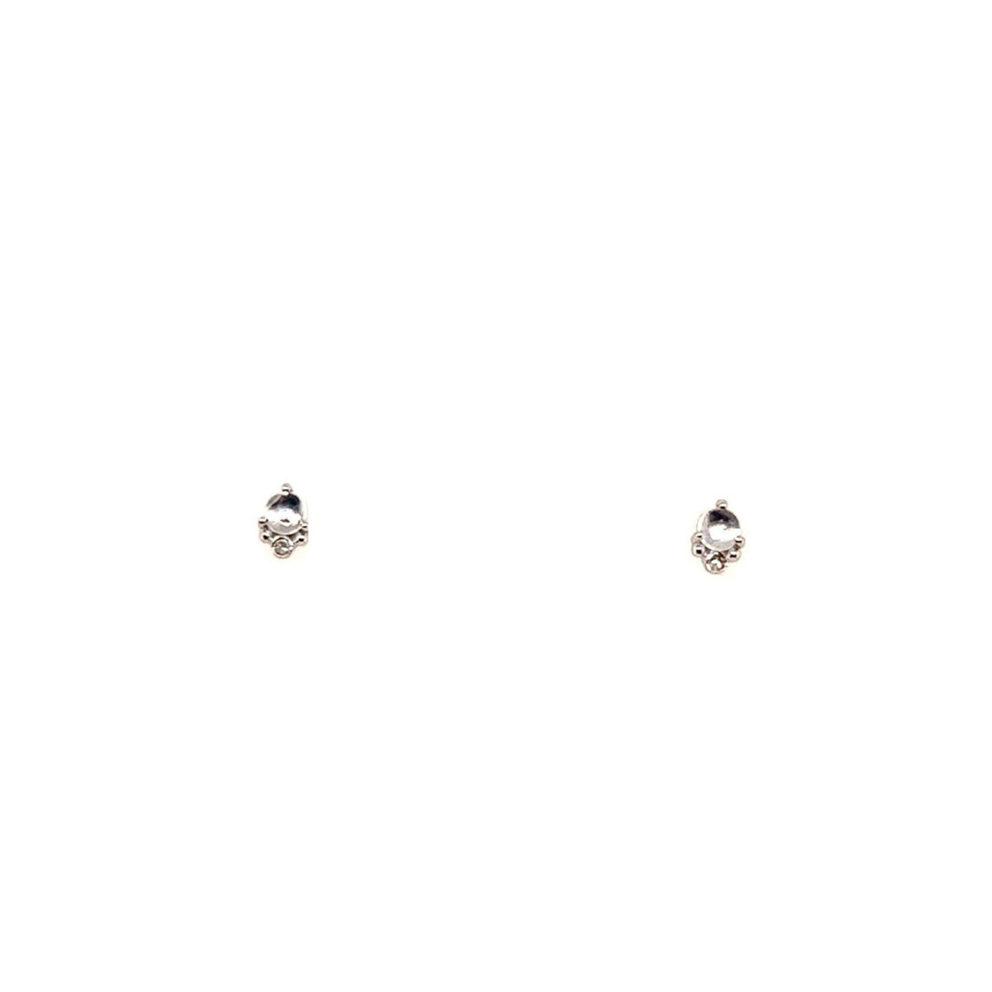 Celine Daoust 14kt White Gold Round Moonstone and Diamond Stud Earrings
