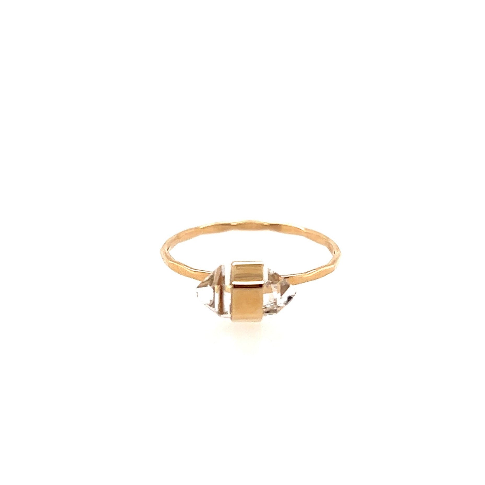 Melissa Joy Manning 14kt Yellow Gold Bezel Herkimer Ring