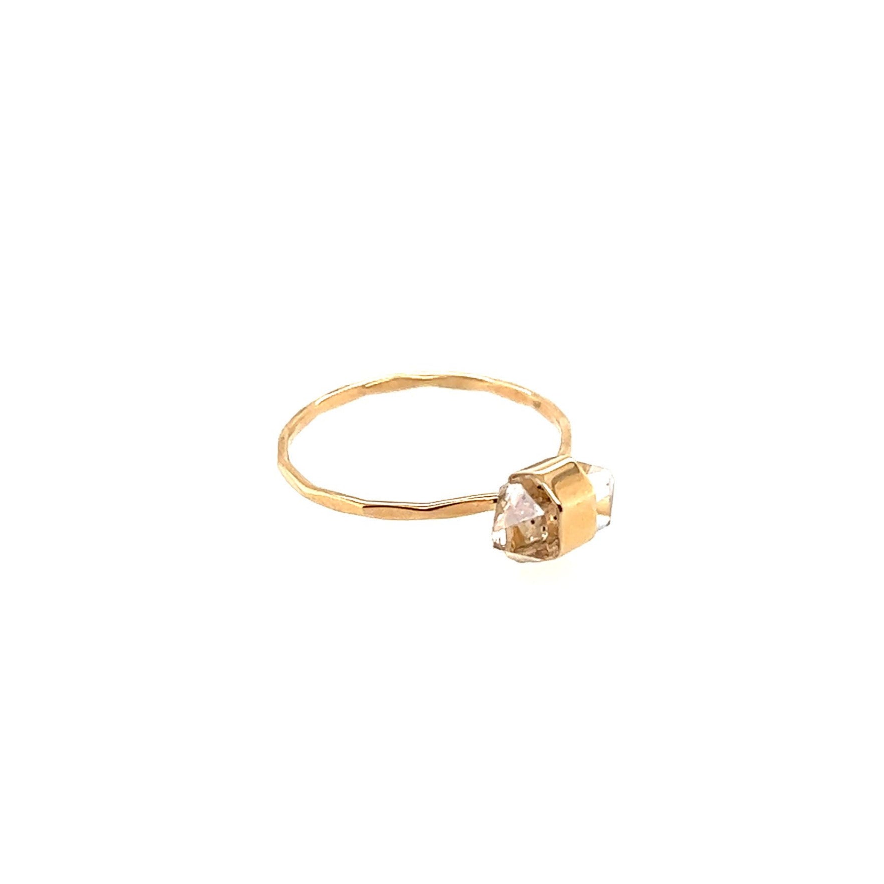 Melissa Joy Manning 14kt Yellow Gold Bezel Herkimer Ring