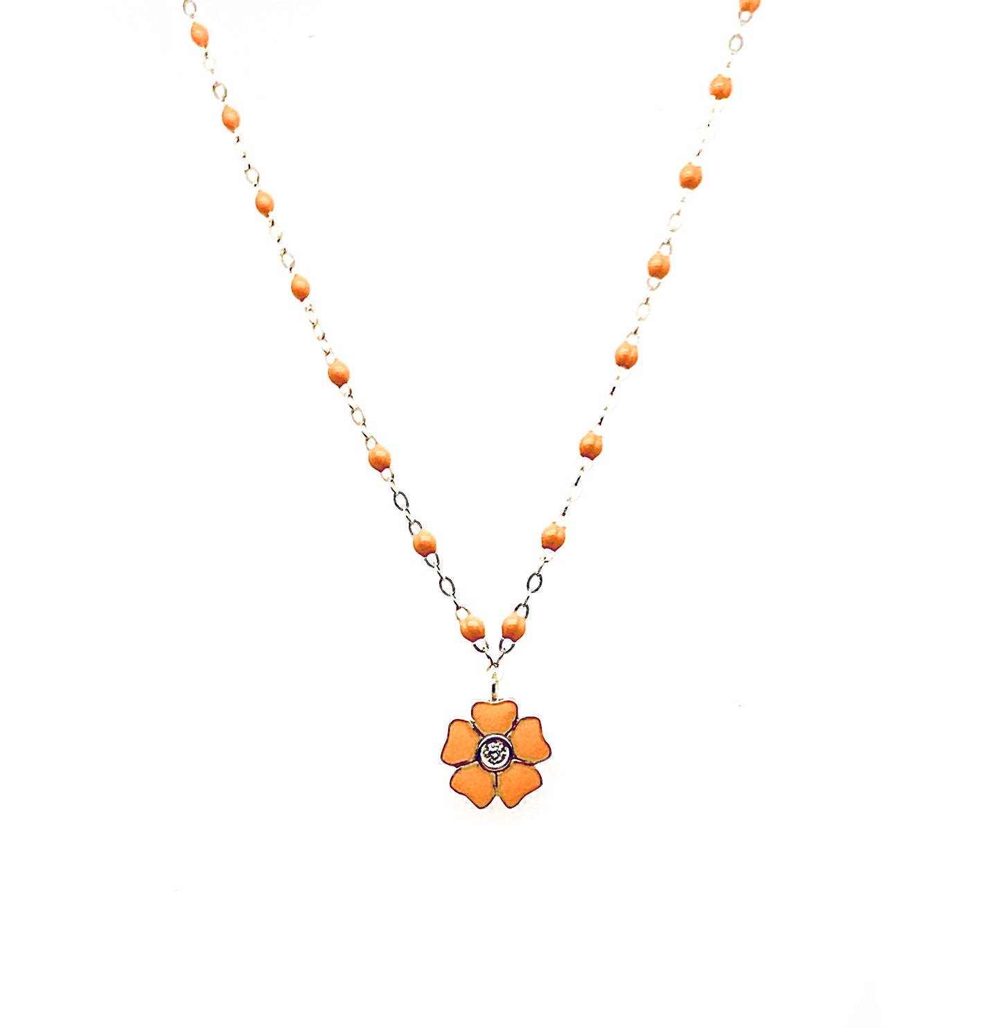 Gigi Clozeau 18kt Classic Flower Diamond Resin Necklace