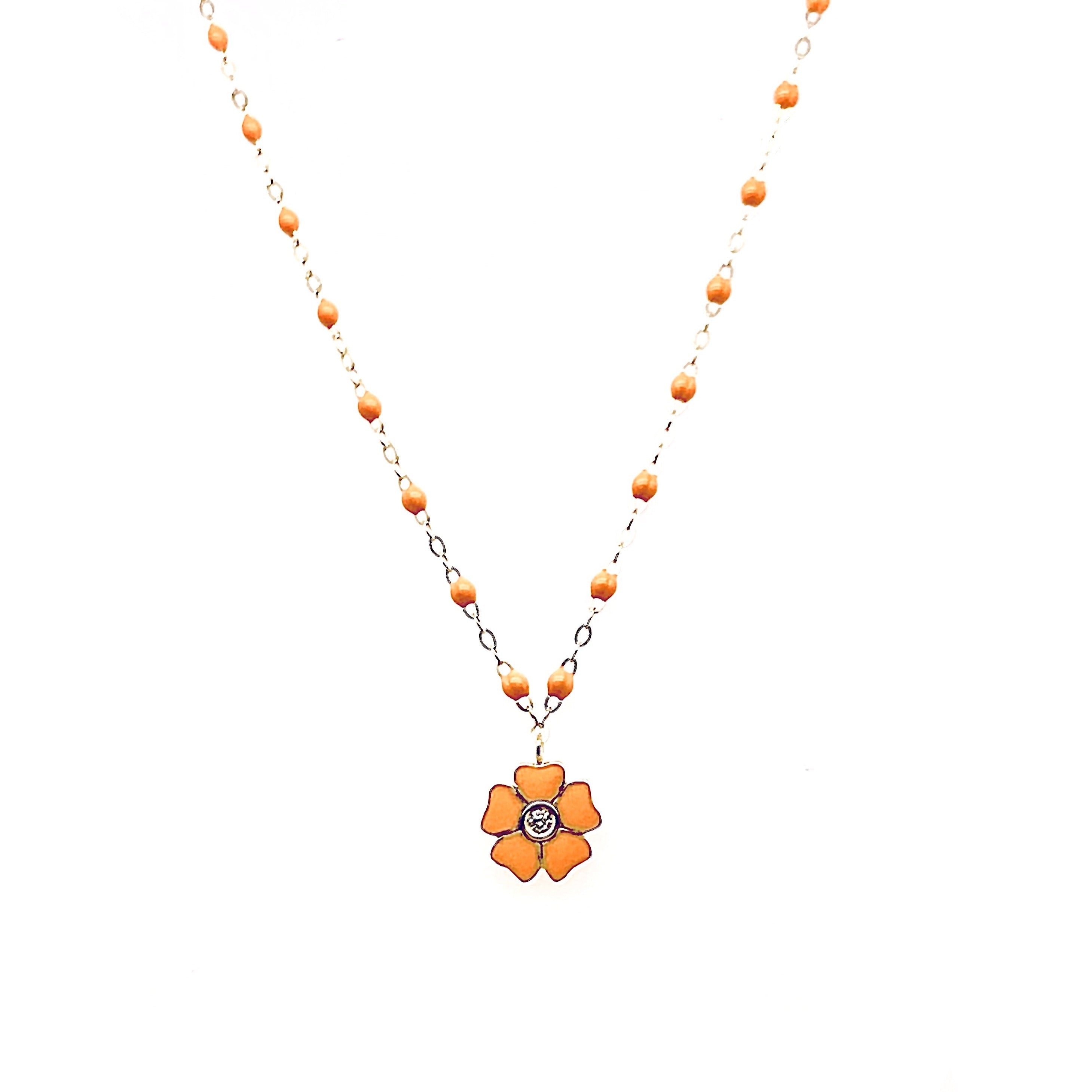 Gigi Clozeau 18kt Diamond Flower Resin Necklace