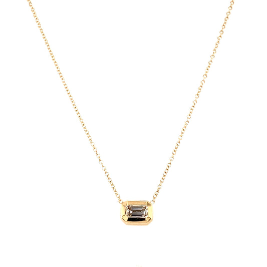 Zoë Chicco 14kt Yellow Gold Emerald Cut Diamond Bezel Necklace
