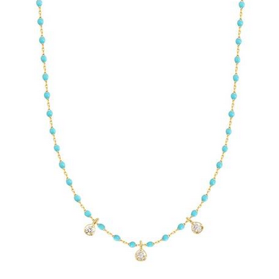 Gigi Clozeau 18kt Mini 3 Diamond Resin Necklace