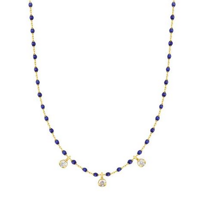 Gigi Clozeau 18kt Mini 3 Diamond Resin Necklace