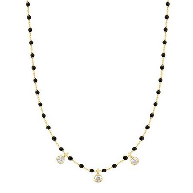 Gigi Clozeau 18kt Mini 3 Diamond Resin Necklace