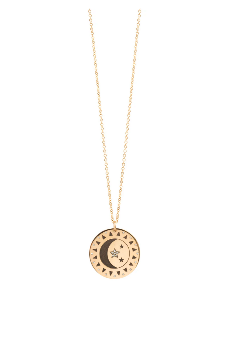 Zoë Chicco 14kt Yellow Gold Total Eclipse Medallion Necklace