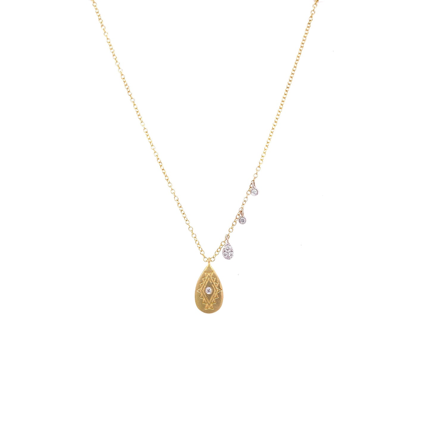 Meira T 14kt Yellow Gold Matte Diamond Tribal Charm Necklace