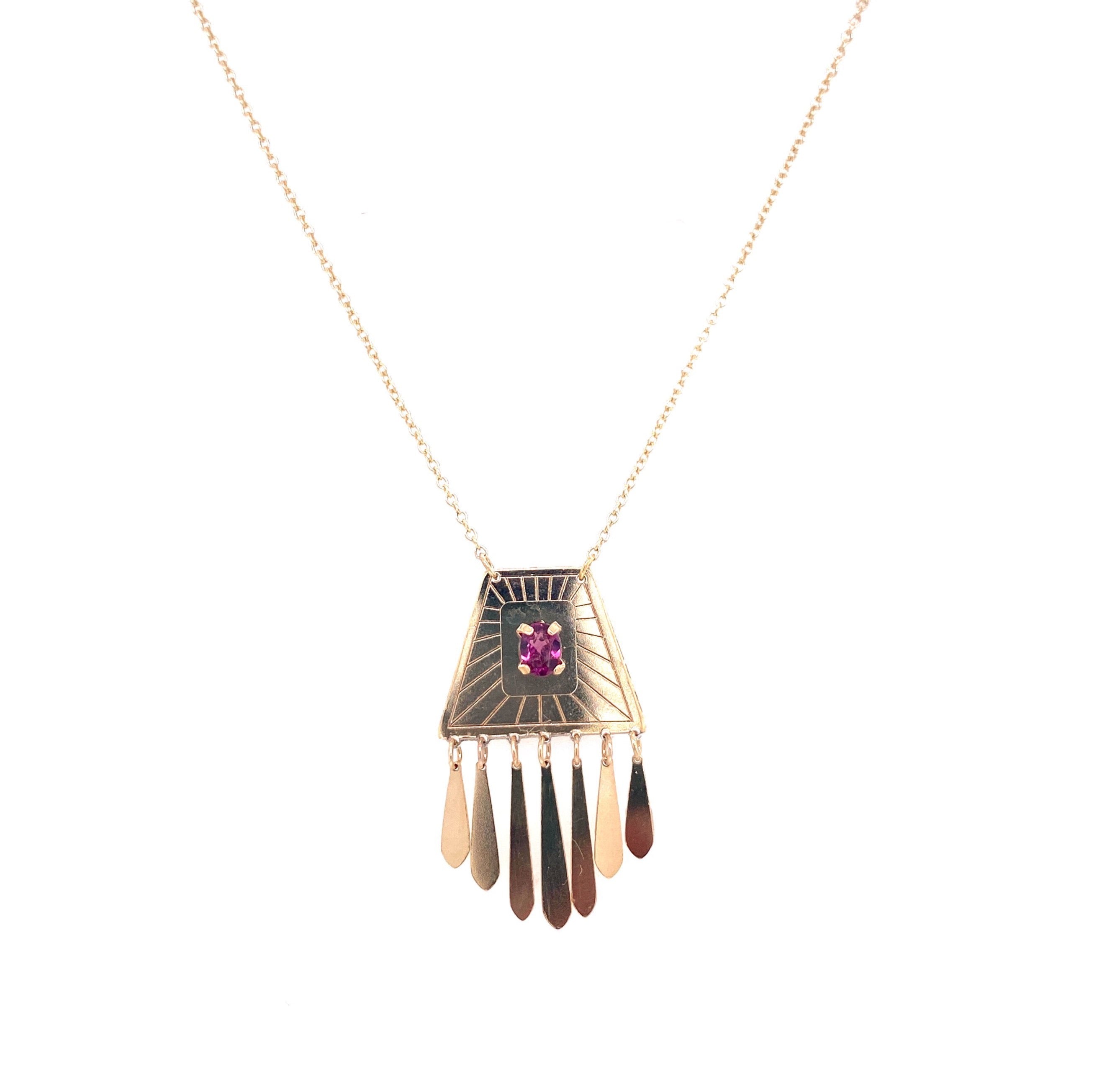 Perry De La Rosa Manda Garnet Dagger Necklace