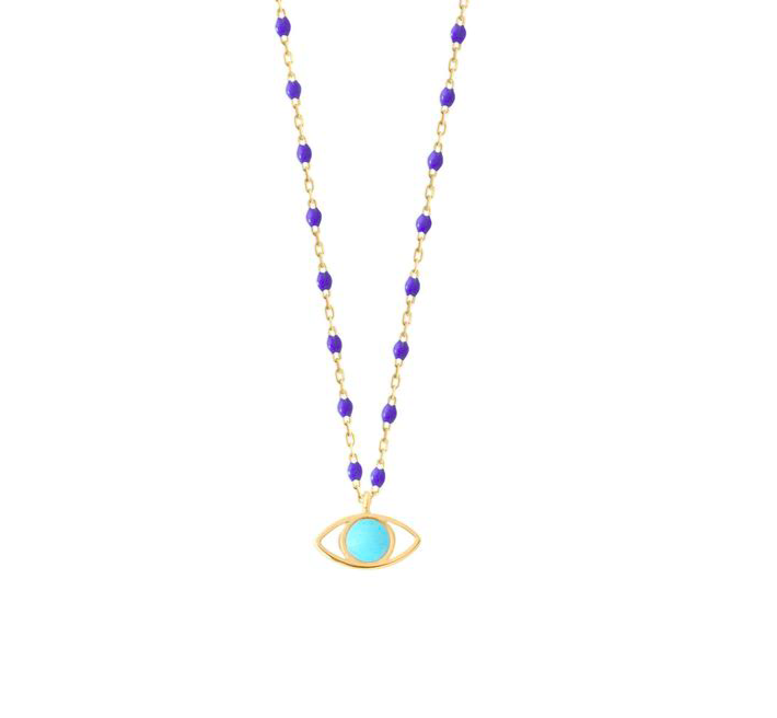 Gigi Clozeau 18kt Mini Bleuet Resin Eye Charm Necklace