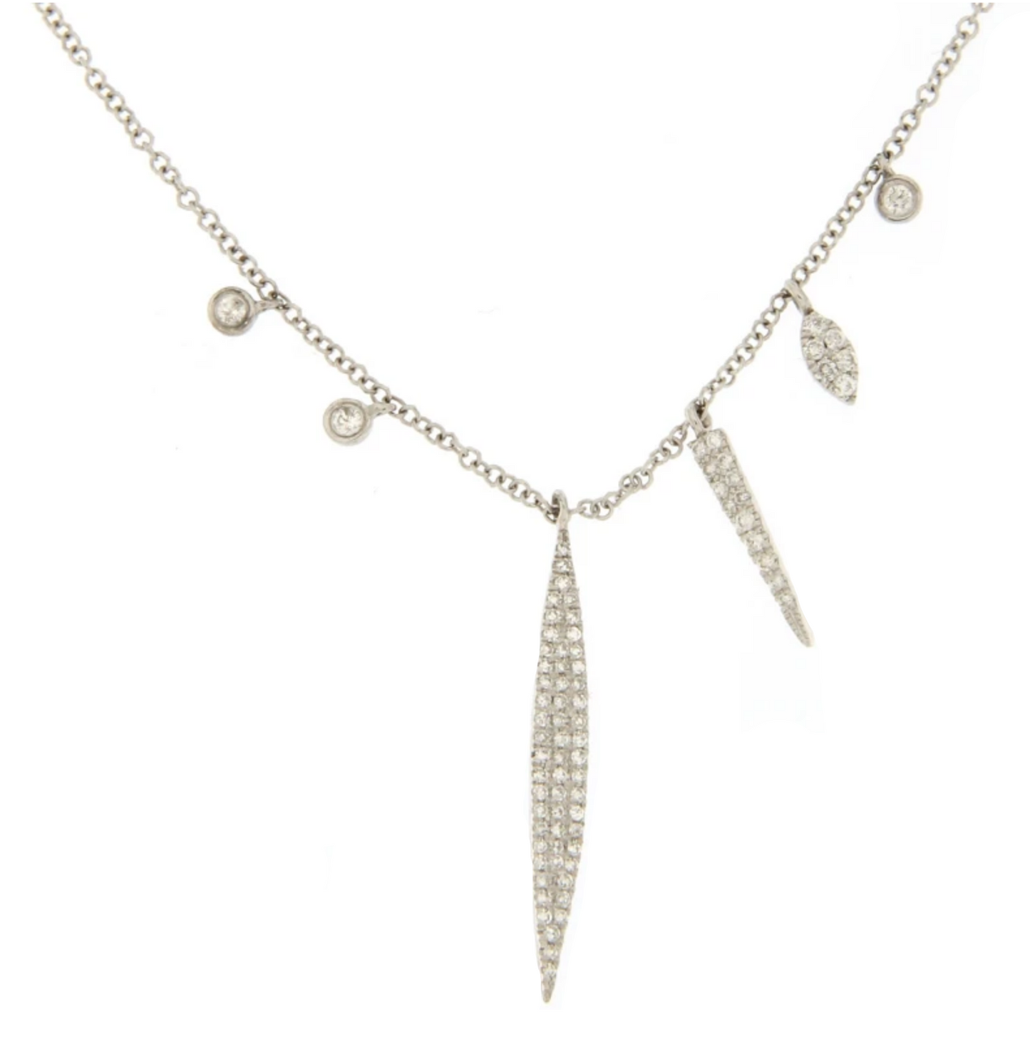 Meira T 14kt White Gold Diamond Dagger Charm Necklace