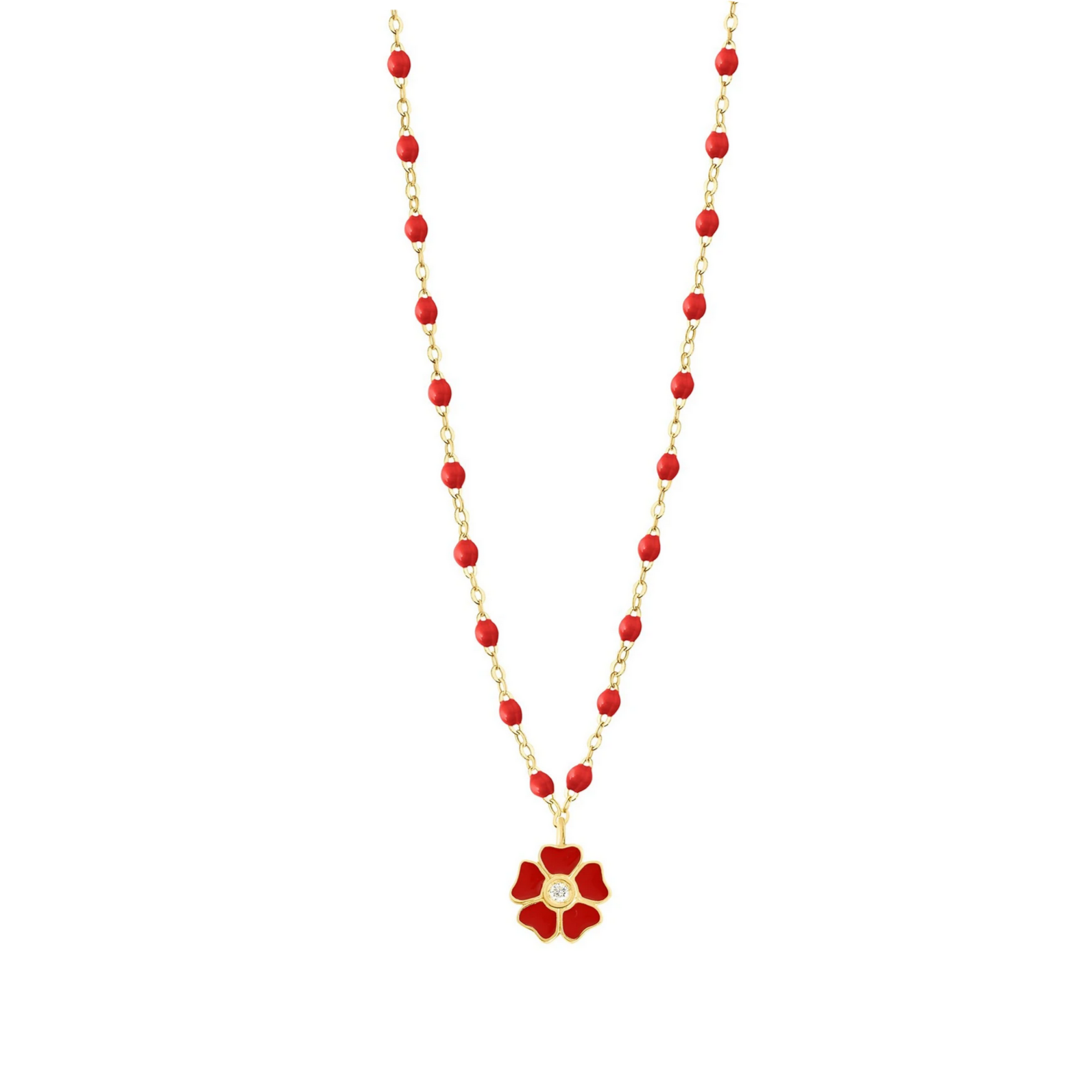 Gigi Clozeau 18kt Diamond Flower Resin Necklace