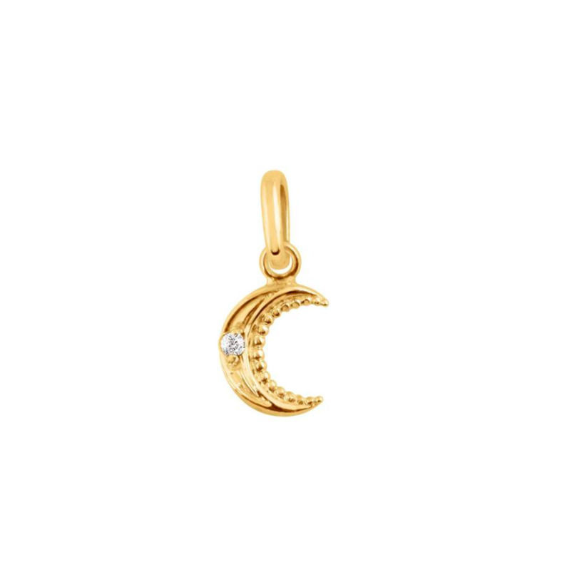 Gigi Clozeau 18kt Petite Single Diamond Crescent Moon Charm