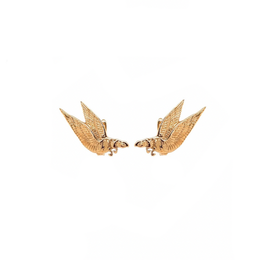 Metier 9KT Yellow Gold Eagle Huggy Hoop Earrings