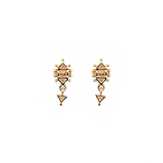 Metier 9KT Yellow Gold Dala Triangle 3.2 Droplet Stud Earring Pair