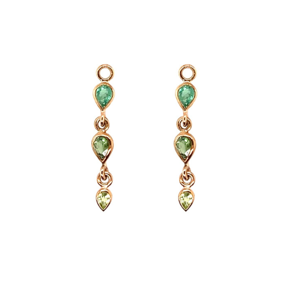 Metier 9KT Yellow Gold Triple Pear Gemstone Plaque Pair