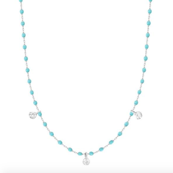 Gigi Clozeau 18kt Mini 3 Diamond Resin Necklace