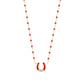 Gigi Clozeau 18kt Mini Horseshoe Three-Diamond Resin Necklace