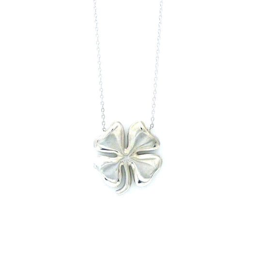 Exclusive 14kt White Gold Ornate Clover Necklace